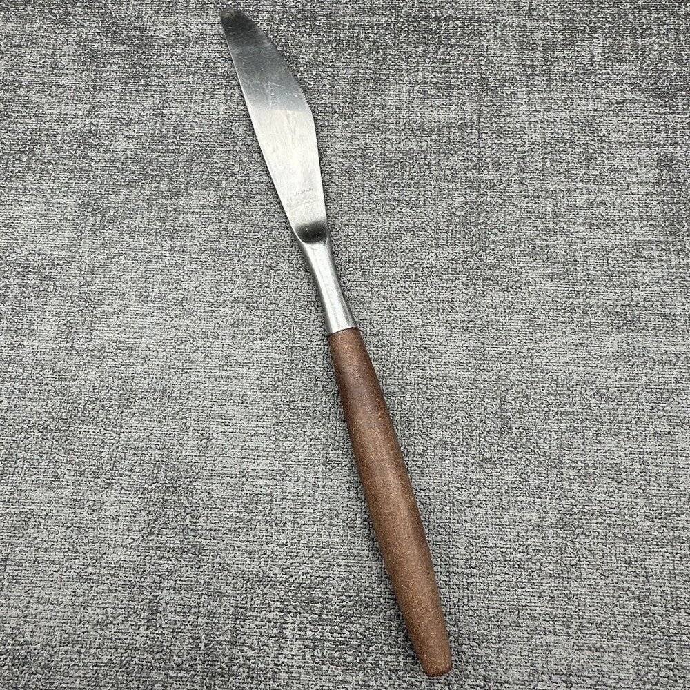 Vintage Flatware Dinner Knife Stainless Wood Handle Japan MCM Retro Hearthside